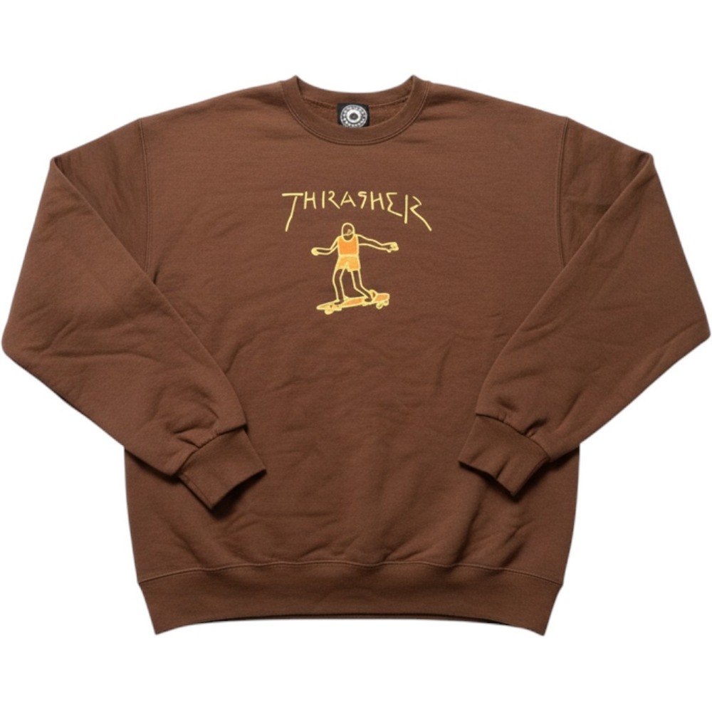 Thrasher Skateboard Graphic Crewneck Sweatshirt Brown Mens Medium Grunge